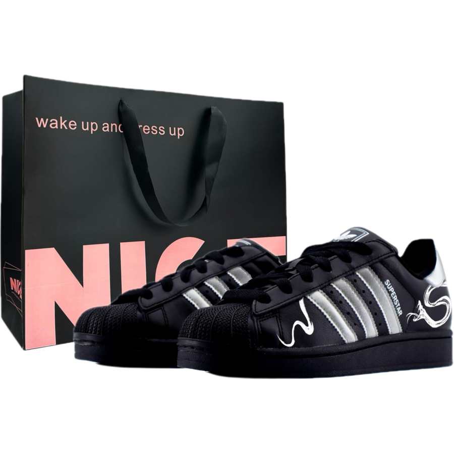 Adidas Originals Superstar 2 Skateboard Shoes Unisex Low Top Black/Silver