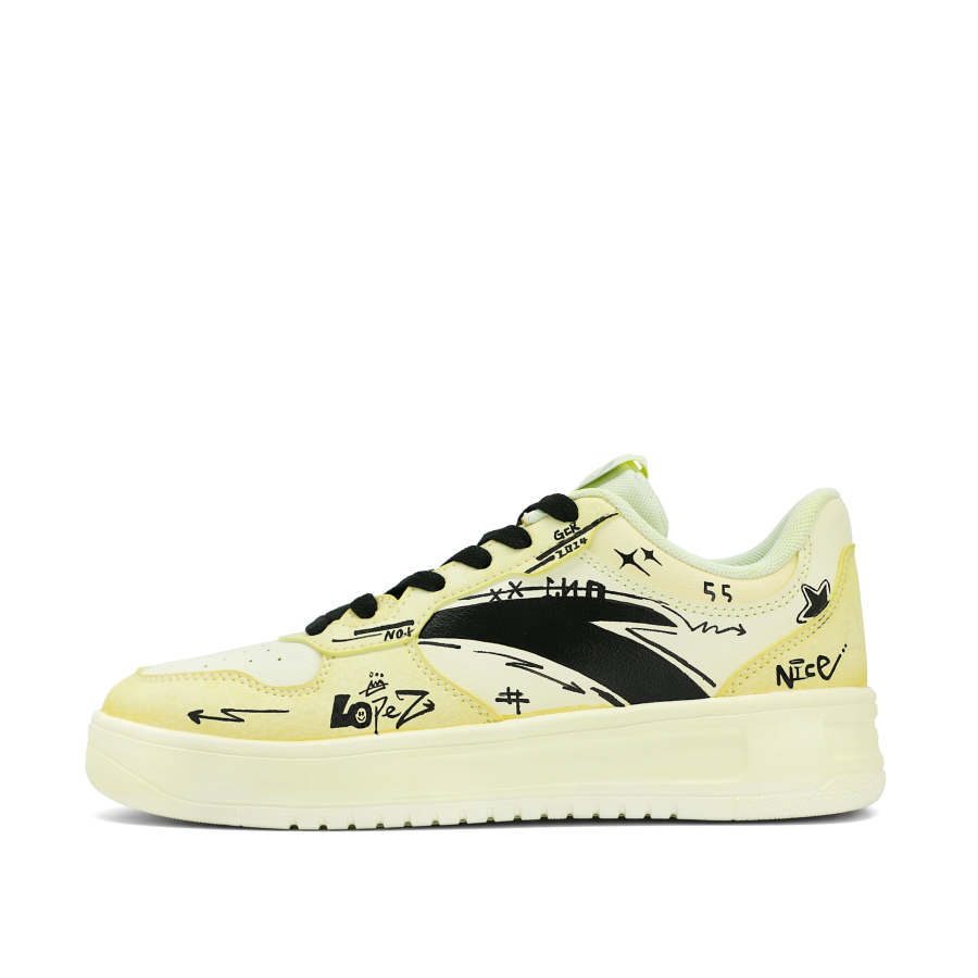 Anta Life Collection Yellow Green Graffiti Synthetic Leather Balance Abrasion Resistant Slip Resistant