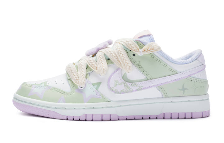 Nike Nike Dunk Leather Low top Skateboard Shoes Women's White Green Purple