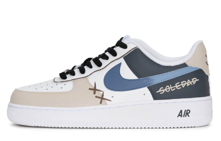 Nike Nike Air Force 1 Slip Resistant, Abrasion Resistant, Lightweight Low top Skateboard Shoes Unisex Gray Blue