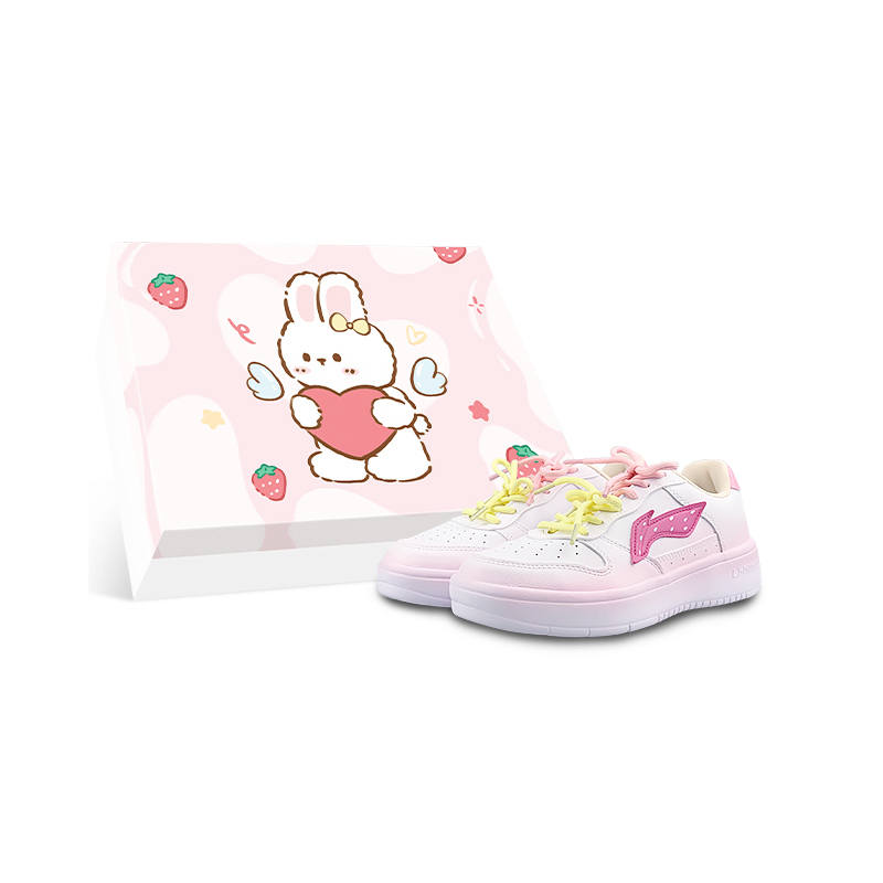 Li-Ning LiNing Pontoon Boats Slip Resistant, Breathable, Height Increasing Low Top Skateboard Shoes Women's White Pink Yellow
