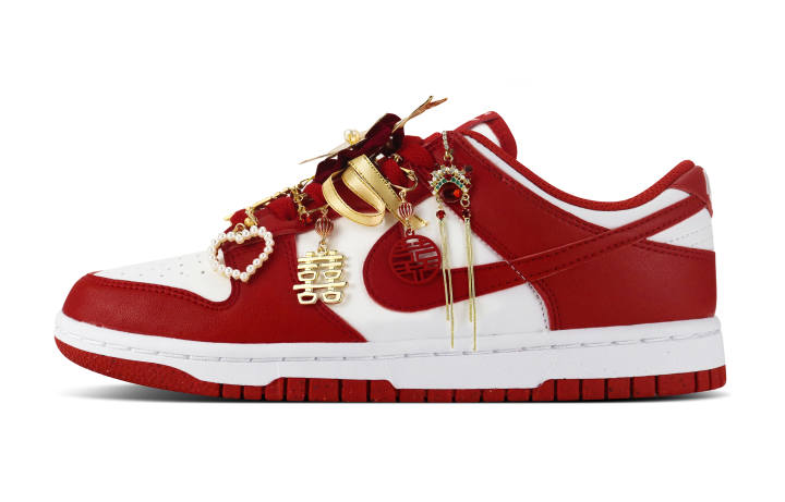 Nike Nike Dunk Abrasion Resistant Lightweight Wear resistant And Lightweight Low top Skateboard Shoes Unisex Red White