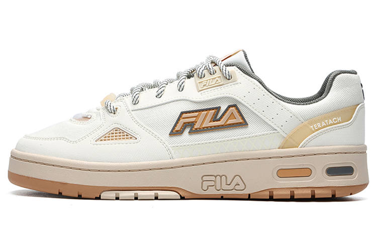 FILA FUSION Teratach Fusion Textile, Synthetic Leather Low top Skateboard Shoes Men's Milk White Yellow