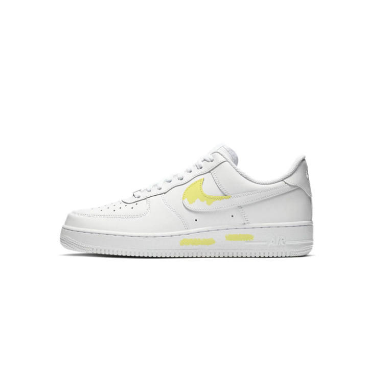 Nike Nike Air Force 1 07 Pudding Abrasion Resistant Low top Skateboard Shoes Unisex White Yellow