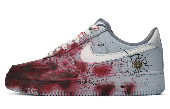 Nike Nike Air Force 1 Air Force 1 Slip Resistant Abrasion Resistant Low top Skateboard Shoes Unisex Red Gray White