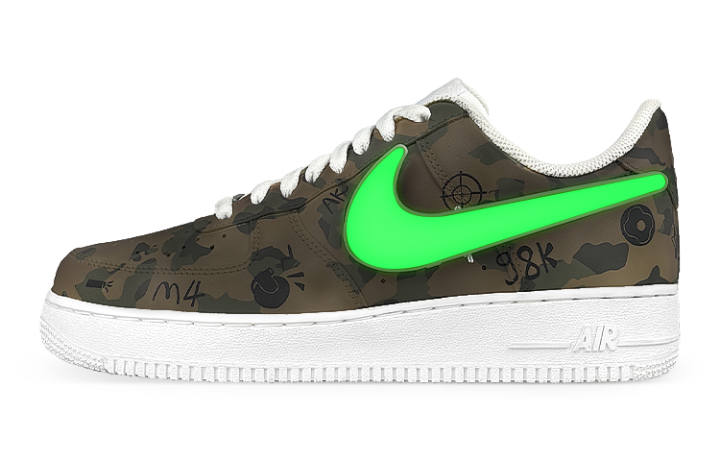 Nike Nike Air Force 1 Low top Skateboard Shoes Men's White Yellow Green