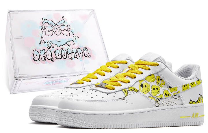 Nike Nike Air Force 1 Low DA VINCI Custom, Box, Smiley Face Slip Resistant Quick Dry Abrasion Resistant Balance