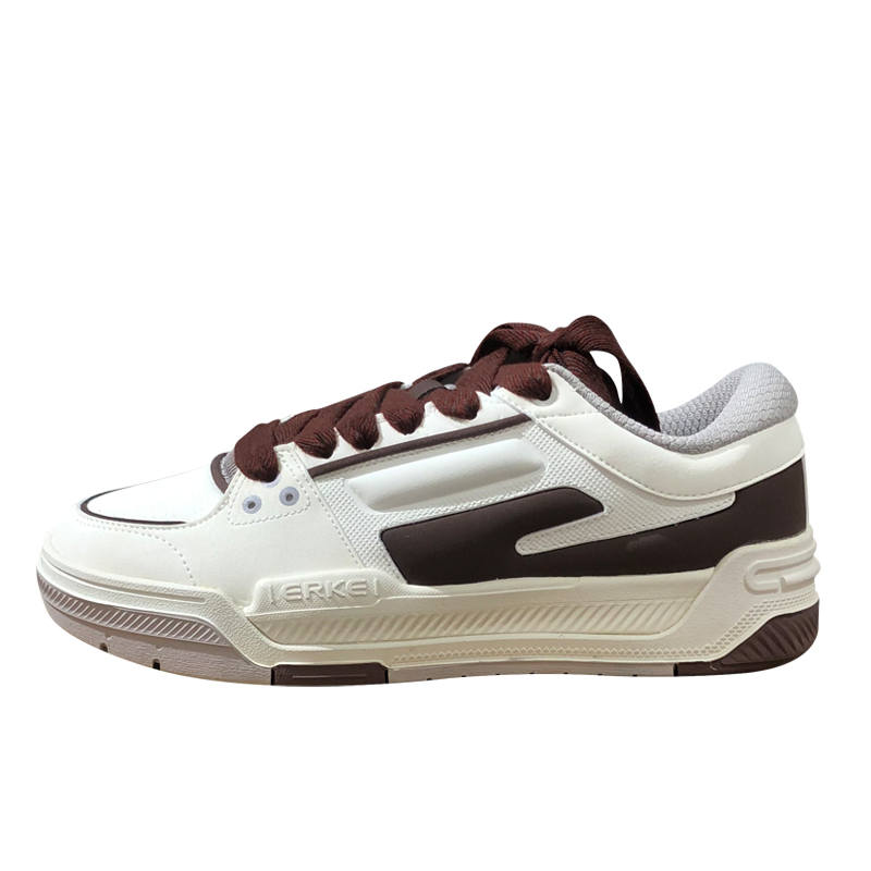 Erke Non Slip And Waterproof Cushioning Abrasion Resistant Low top Skateboard Shoes Men's White Brown