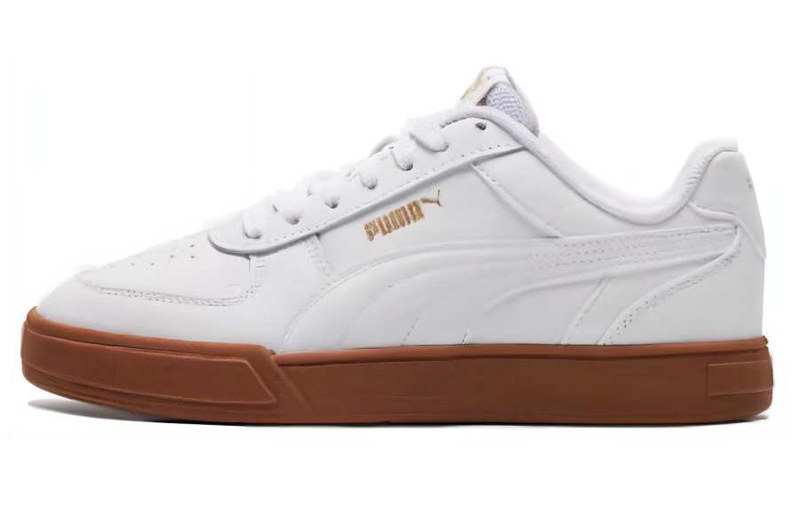 PUMA Caven Abrasion Resistant Low top Skateboard Shoes Unisex White Gold