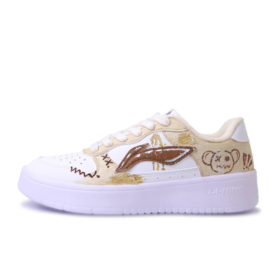 Li-Ning Li Ning Floating Boat Abrasion Resistant Lightweight Breathable Low top Skateboard Shoes Unisex White Yellow Brown