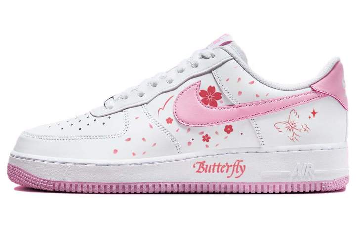 Nike Nike Air Force 1 Butterfly Loves Flower, Flowers Fall And Scatter Slip Resistant Abrasion Resistant Low top