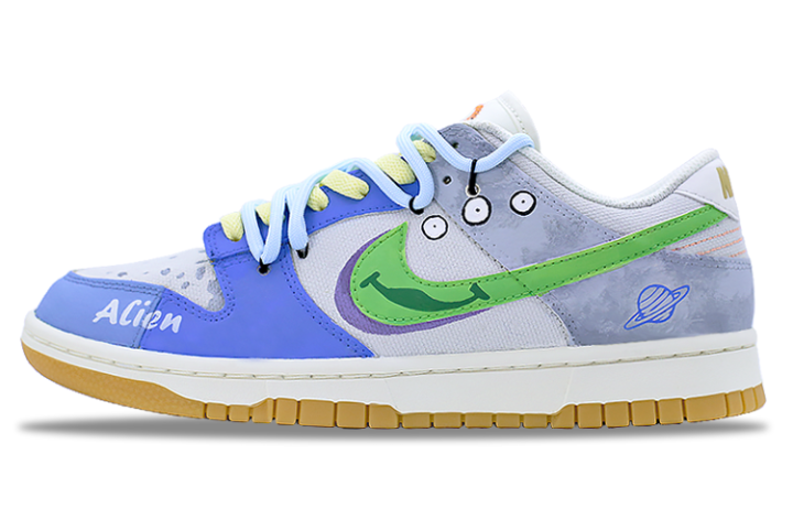 Nike Nike Dunk Slip Resistant Cushioning Abrasion Resistant Low top Skateboard Shoes Unisex Blue Green Gray
