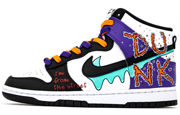 Nike Nike Dunk Slip Resistant Abrasion Resistant High top Skateboard Shoes Men's Black Purple
