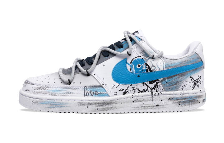 Nike Nike Court Vision 1 Classic And Versatile Abrasion Resistant Low top Skateboard Shoes Men's White Blue