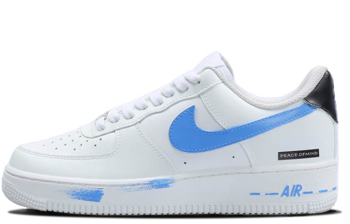 Nike Nike Air Force 1 07 Abrasion Resistant Height Increasing Low top Skateboard Shoes Men's White Blue