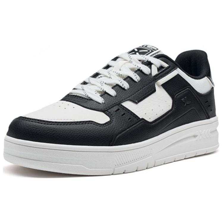 XTEP Synthetic Leather Slip Resistant Low top Skateboard Shoes Men's Black White