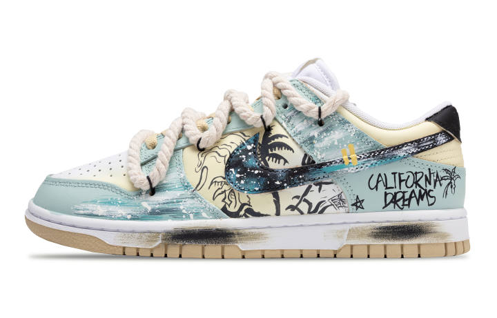 Nike Nike Dunk Slip Resistant Abrasion Resistant Low top Skateboard Shoes Men's Beige Blue