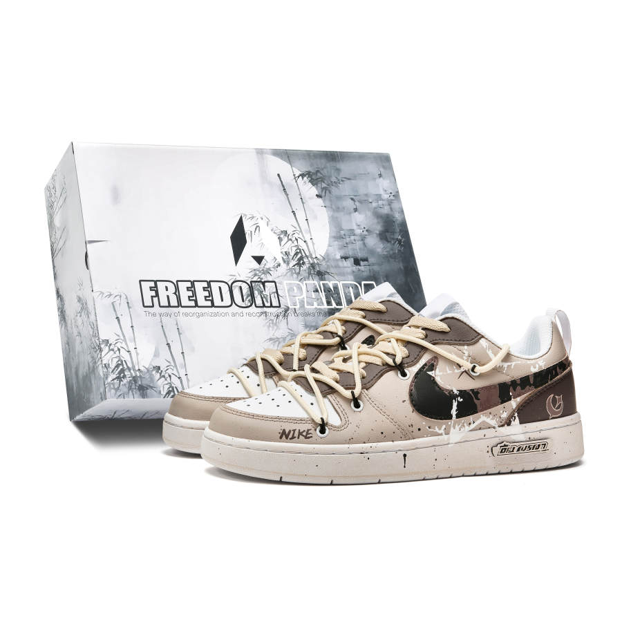 Nike Nike Court Borough Freedom Panda, Meteorite Latte Slip Resistant Abrasion Resistant Low top Skateboard Shoes GS Brown