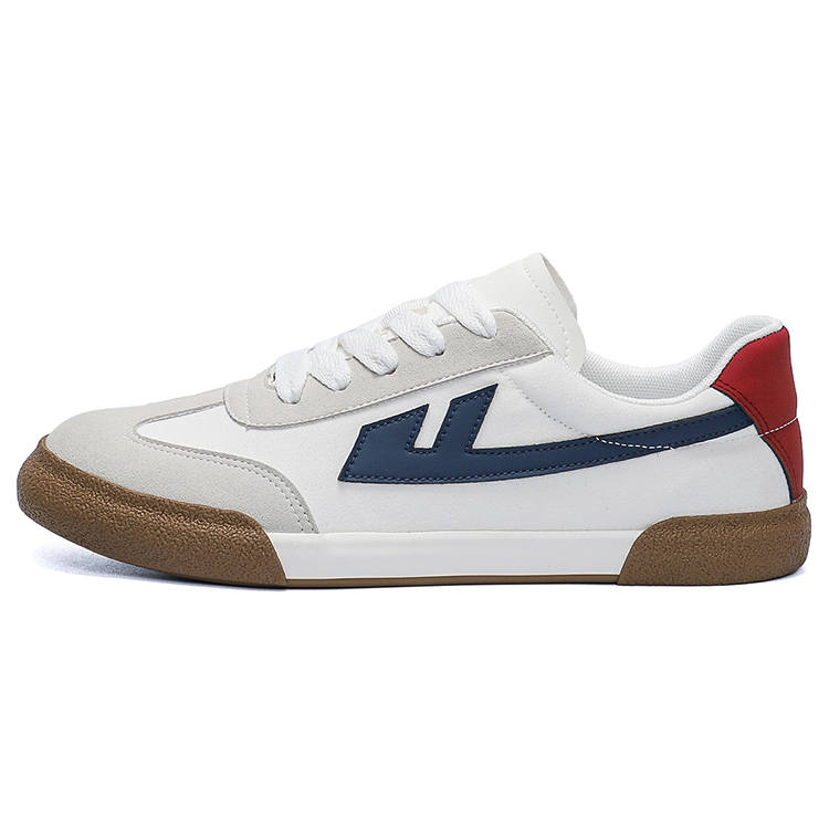 WARRIOR Abrasion Resistant Abrasion Resistant Low top Skateboard Shoes Unisex White Gray Dark Blue
