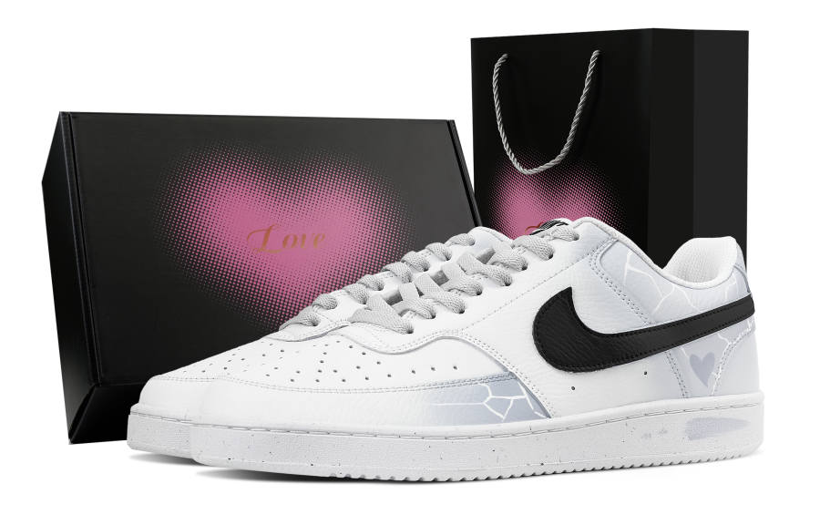 Nike Nike Court Vision 1 Misty Blue Rhyme Heart Box Abrasion Resistant Low top Skateboard Shoes Men's White Blue