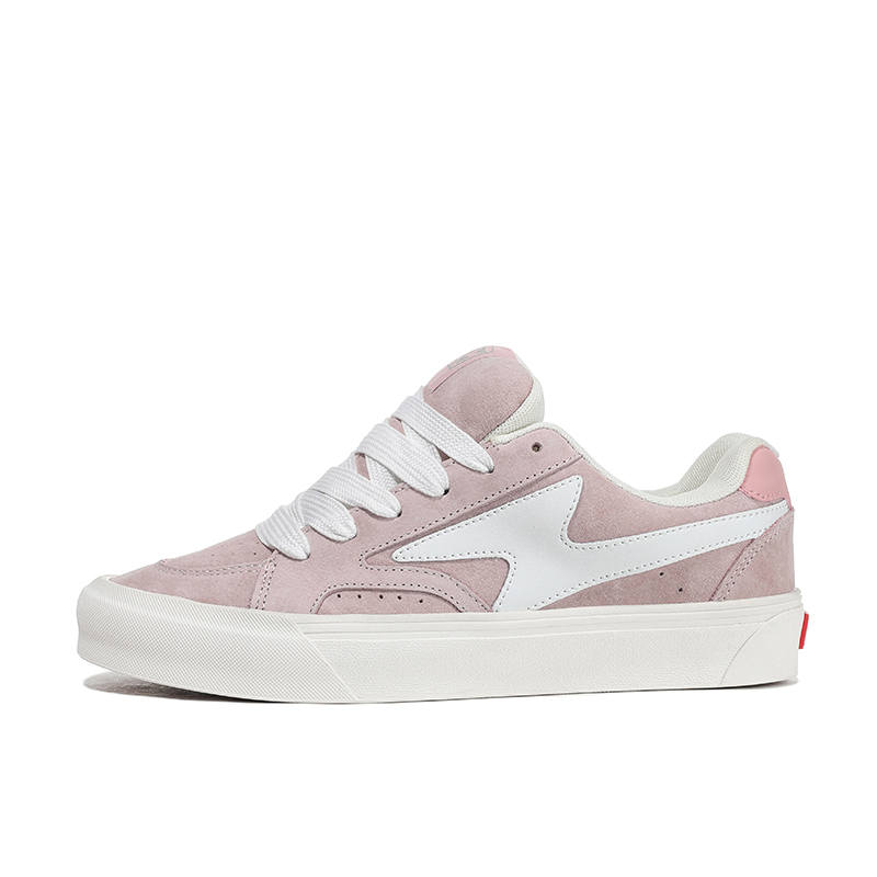 HOMDOON Skate Shoes Slip Resistant Abrasion Resistant Low top Skateboard Shoes Unisex Pink White