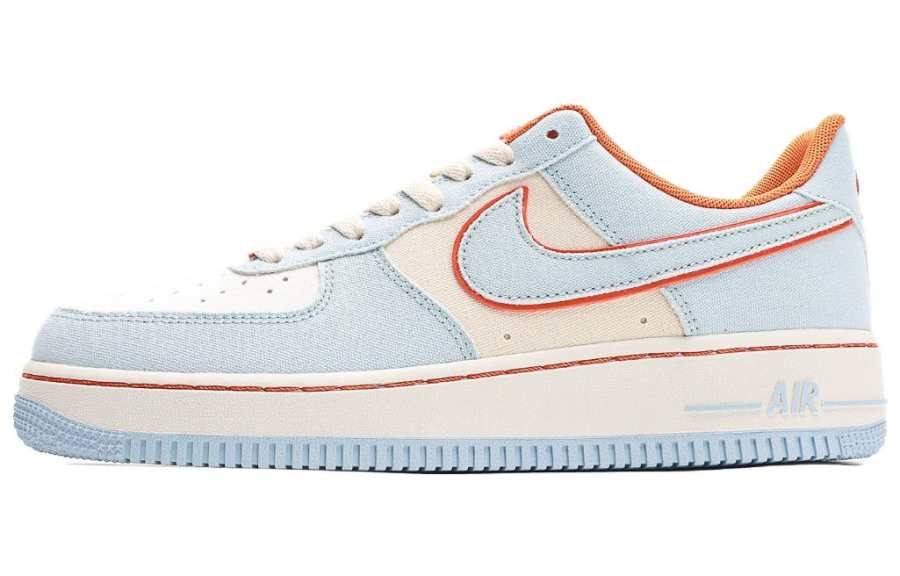 Nike Nike Air Force 1 Low Comfortable Slip Resistant Abrasion Resistant Low top Skateboard Shoes Unisex Beige Orange Blue
