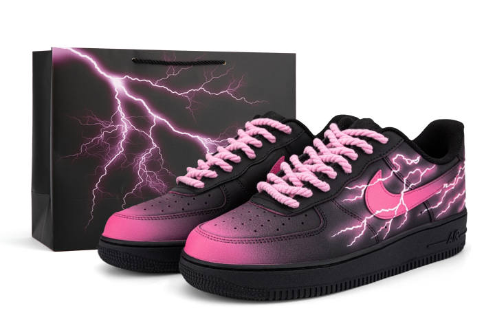 Nike Nike Air Force 1 Slip Resistant Abrasion Resistant Low top Skateboard Shoes Women's Black Pink