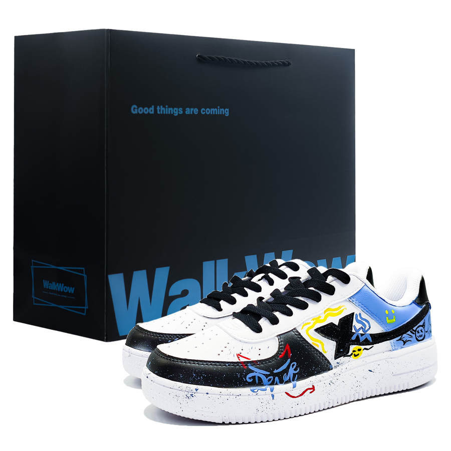 XTEP Air Force 1 Slip Resistant And Abrasion Resistant Coverage Low top Skateboard Shoes Men's White Black Blue