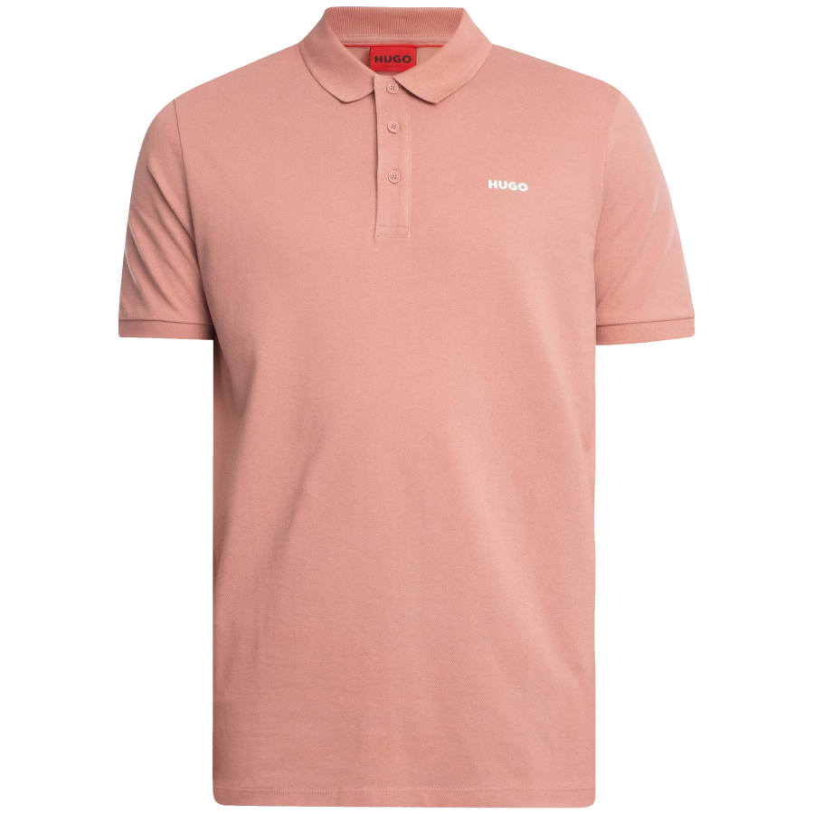 HUGO BOSS Polo Shirts Men's Pink Polo Collar Moderate Straight Fit