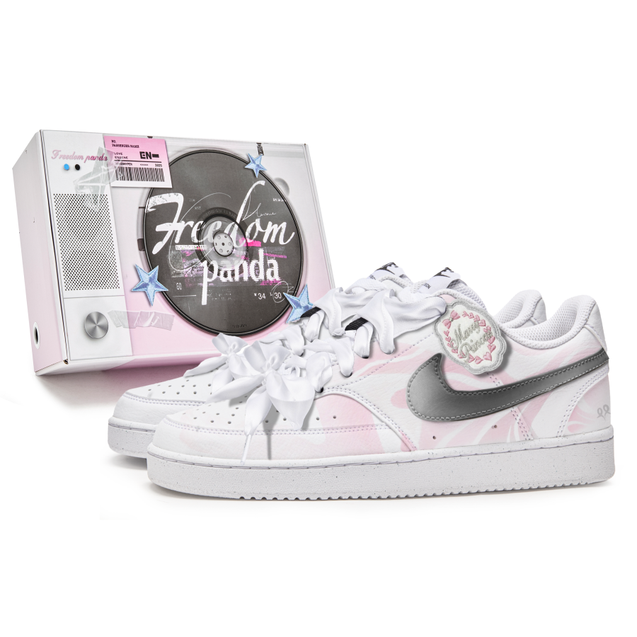 Nike Nike Court Vision 1 Box, Girlish Slip Resistant Abrasion Resistant Low top Skateboard Shoes Men's Pink White