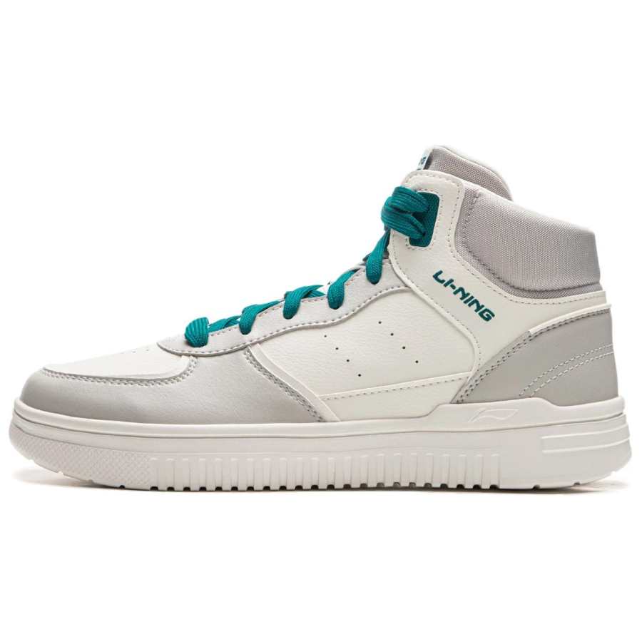 Li-Ning Li Ning Cyan Cloud Slip Resistant, Abrasion Resistant, Breathable High top Skateboard Shoes Men's White Gray