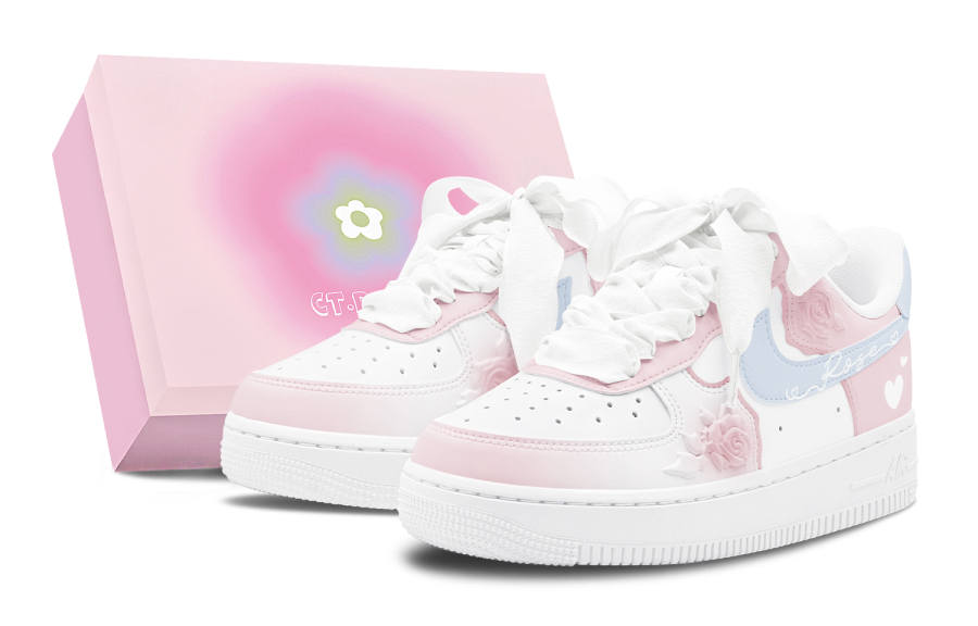 Nike Nike Air Force 1 Romantic Greeting, Rose Love Slip Resistant Abrasion Resistant Low top Skateboard Shoes Women's