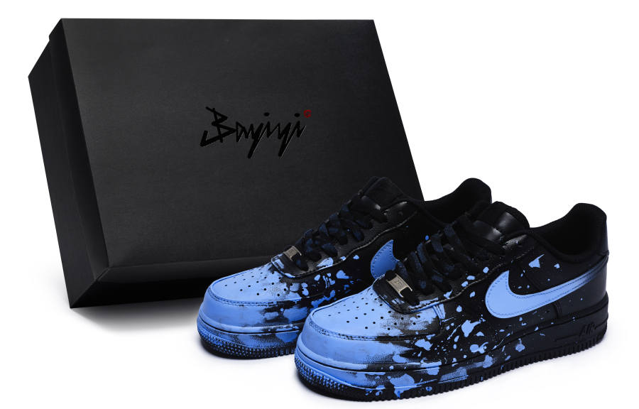 Nike Nike Air Force 1 07 811 Manufacturing, Crazy Graffiti Blue, Special Shoe Box Low top Skateboard Shoes Unisex Black Blue