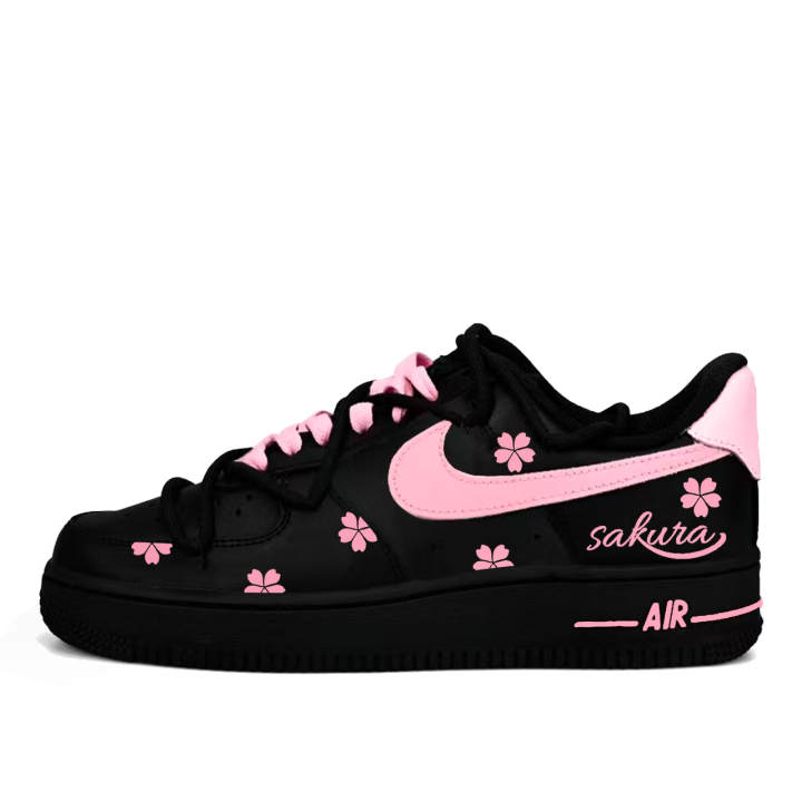 Nike Nike Air Force 1 Cherry Blossom Rainbow Abrasion Resistant Low top Skateboard Shoes Women's