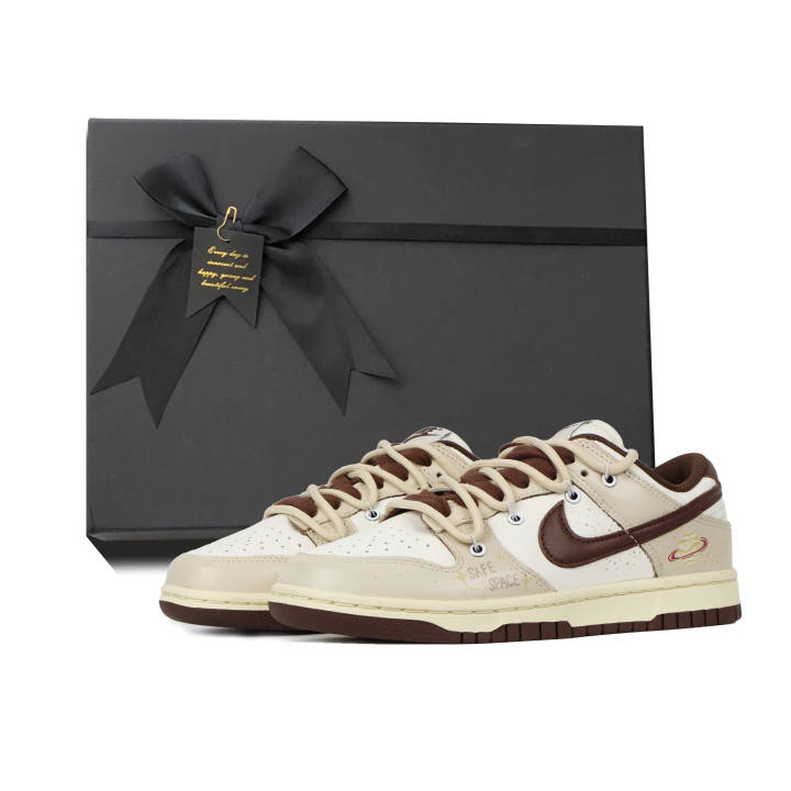 Nike Nike Dunk Couple, Maillard Style Coverage Abrasion Resistant Balance Low top Skateboard Shoes Women's Beige Brown