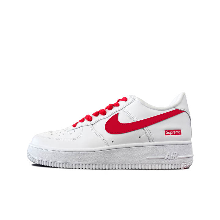 Nike Supreme x Nike Air Force 1 Slip Resistant Abrasion Resistant Low top Skateboard Shoes Unisex White Red