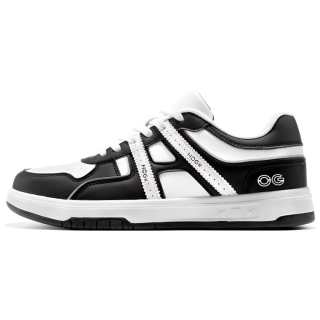HOGK Microfiber Leather Coverage Non Slip And Waterproof Abrasion Resistant Low top Skateboard Shoes Unisex Black White