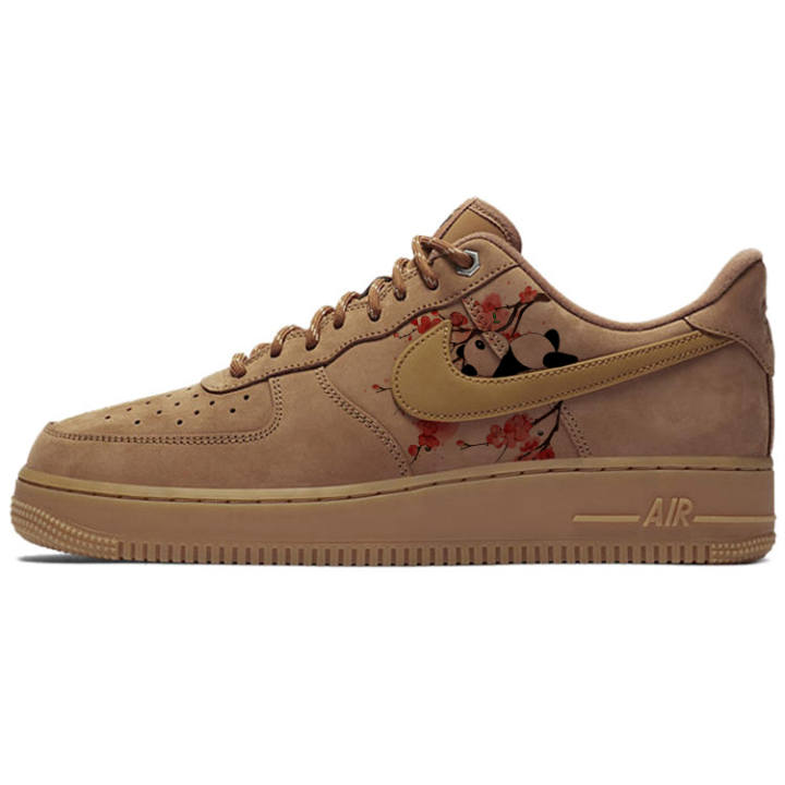 Nike Nike Air Force 1 Slip Resistant Abrasion Resistant Low top Skateboard Shoes Unisex Brown