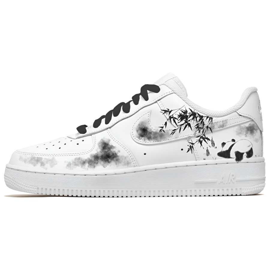 Nike Nike Air Force 1 Fantasia, Panda Ink Bamboo Abrasion Resistant Low top Skateboard Shoes Women's Black