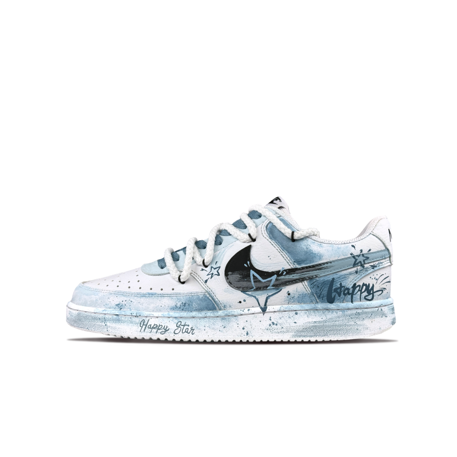 Nike Nike Court Vision 1 Mechanical Demon Spirit, Lucky Star Low top Skateboard Shoes Unisex White Blue