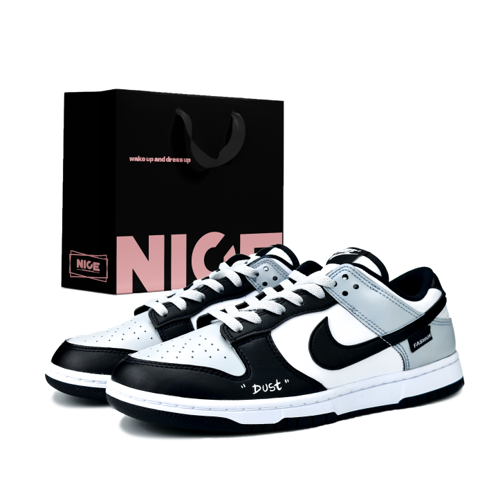 Nike Nike Dunk Abrasion Resistant Abrasion Resistant Low top Skateboard Shoes Unisex Black White Gray
