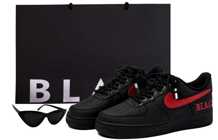 Nike Nike Air Force 1 Low top Skateboard Shoes Unisex Black Red