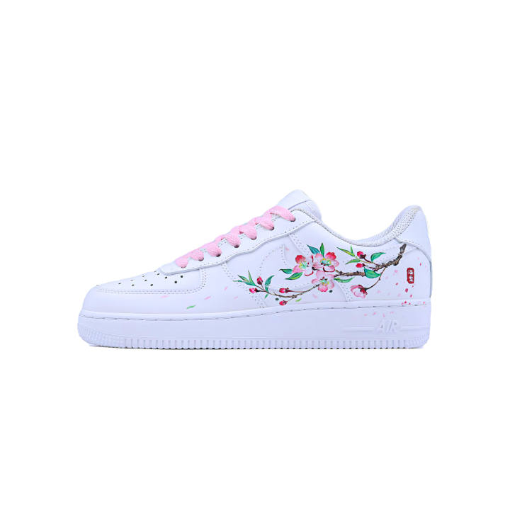 Nike Nike Air Force 1 Begonia Abrasion Resistant Low top Skateboard Shoes Unisex White Pink