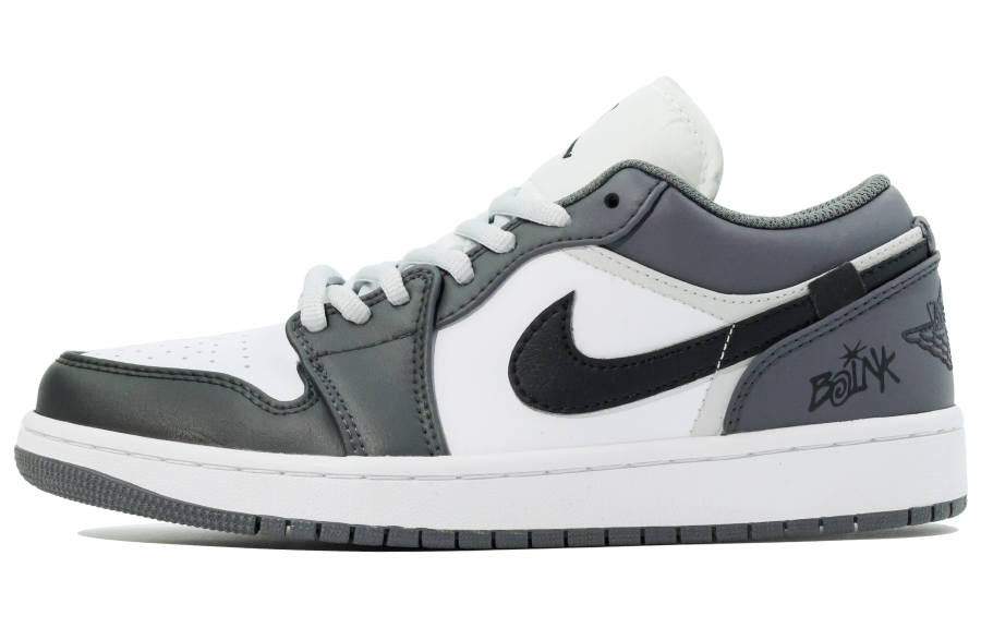 Jordan Jordan Air Jordan 1 Synthetic Leather Slip Resistant Abrasion Resistant Low top Skateboard Shoes Unisex Black White