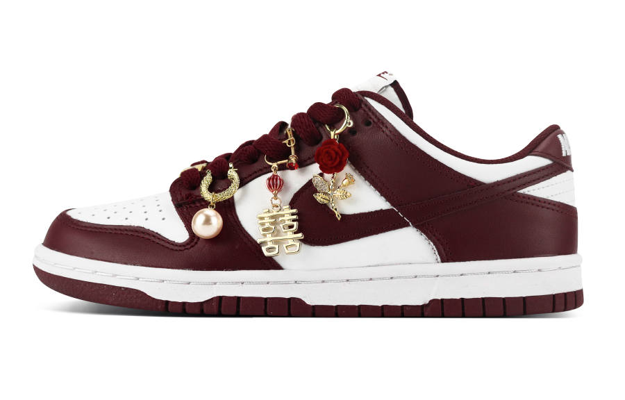 Nike Nike Dunk Abrasion Resistant Low top Skateboard Shoes Unisex Burgundy