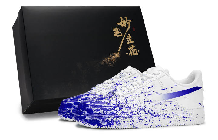 Nike Nike Air Force 1 Slip Resistant Abrasion Resistant Low top Skateboard Shoes Men's White Blue