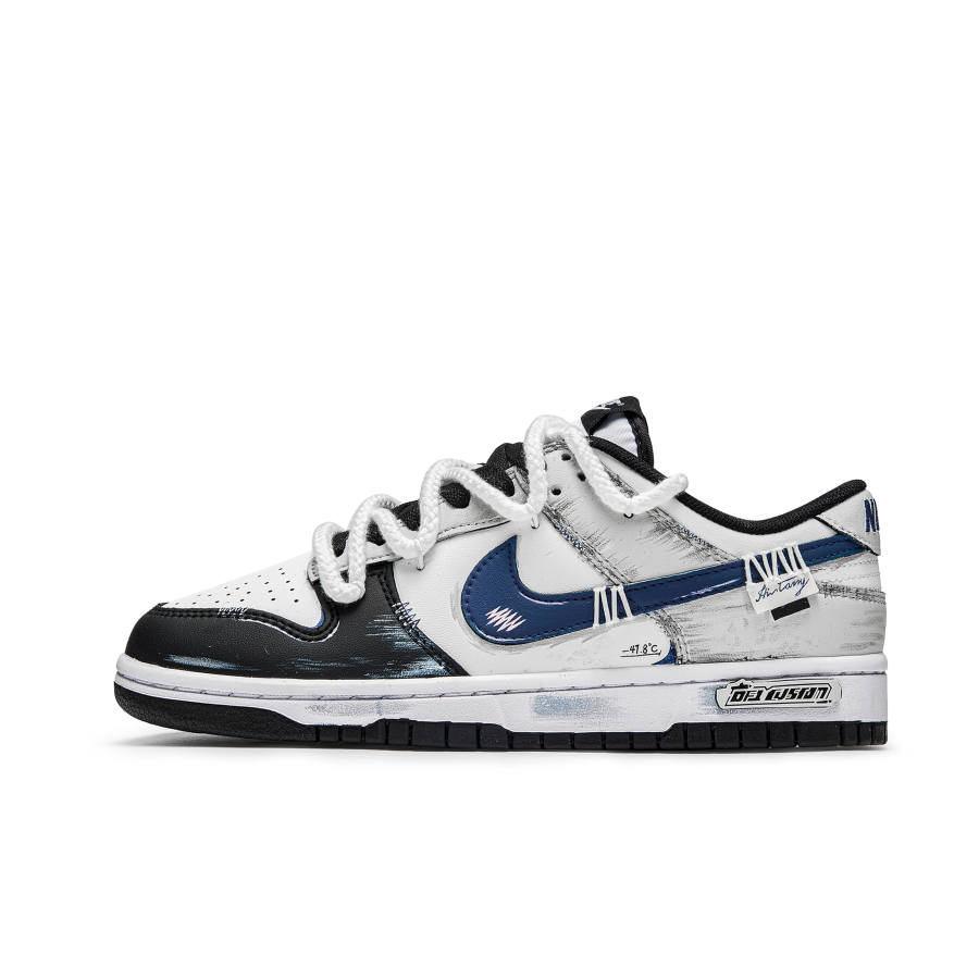Nike Nike Dunk A Song Of Iceland Leather Cushioning Abrasion Resistant Low top Skateboard Shoes Men's White Blue