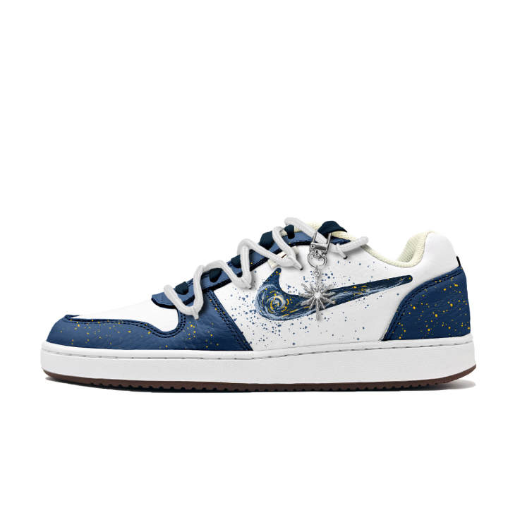 Nike Nike EBERNON Van Gogh Starry Sky Baby's Breath Synthetic Leather Slip Resistant Abrasion Resistant Low top