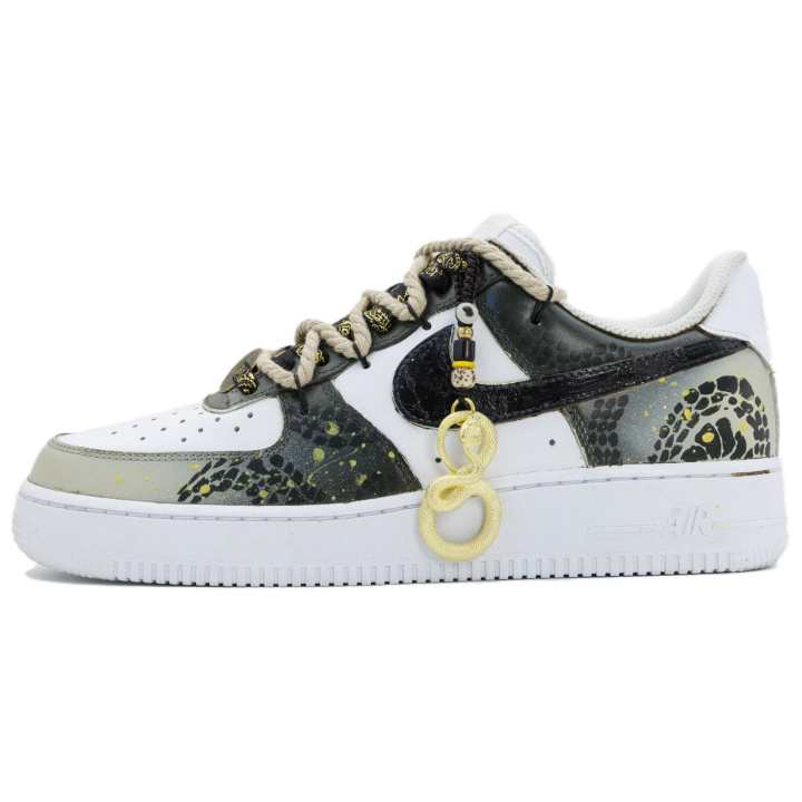 Nike Nike Air Force 1 Gilded Snake Shadow Print Cow Leather Slip Resistant Abrasion Resistant Low top Skateboard Shoes Men's