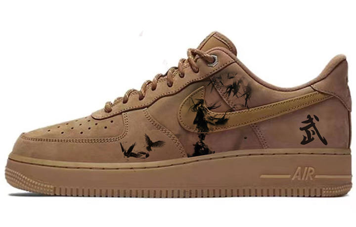 Nike Nike Air Force 1 Low Slip Resistant Lightweight Non slip Lightweight Low top Skateboard Shoes Unisex Wheat
